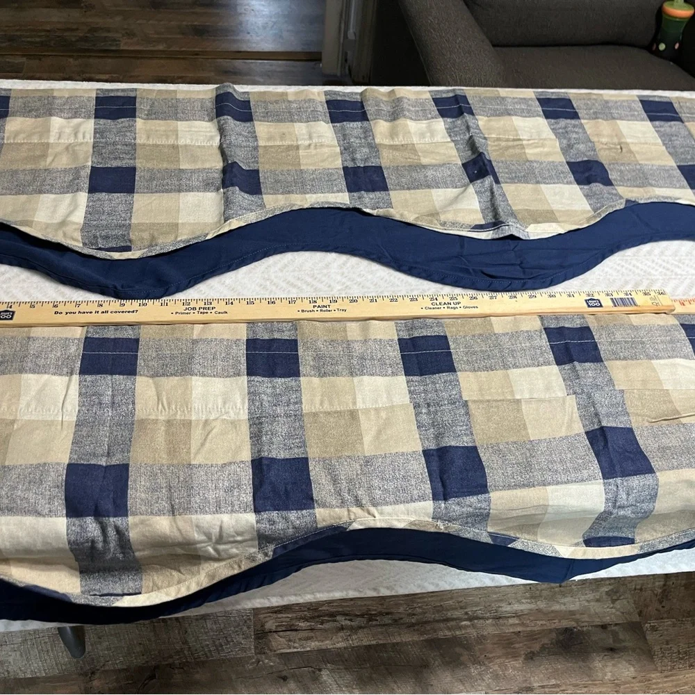 JC Penny Home Blue and Tan Plaid Valances